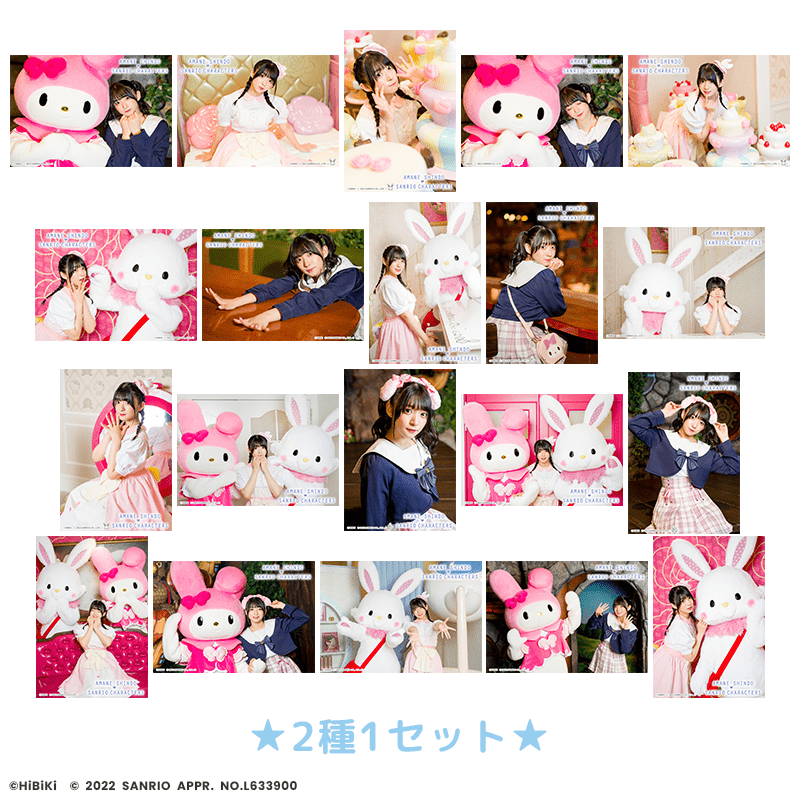 進藤あまね×サンリオキャラクターズ ブロマイド 2種1セット・直筆サイン入りシークレットあり（全20種）