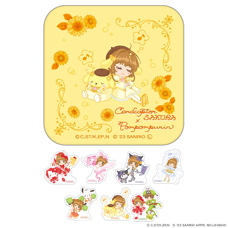 カードキャプターさくら×サンリオキャラクターズ 缶入りフレークシール フラワーver. さくら×ポムポムプリン