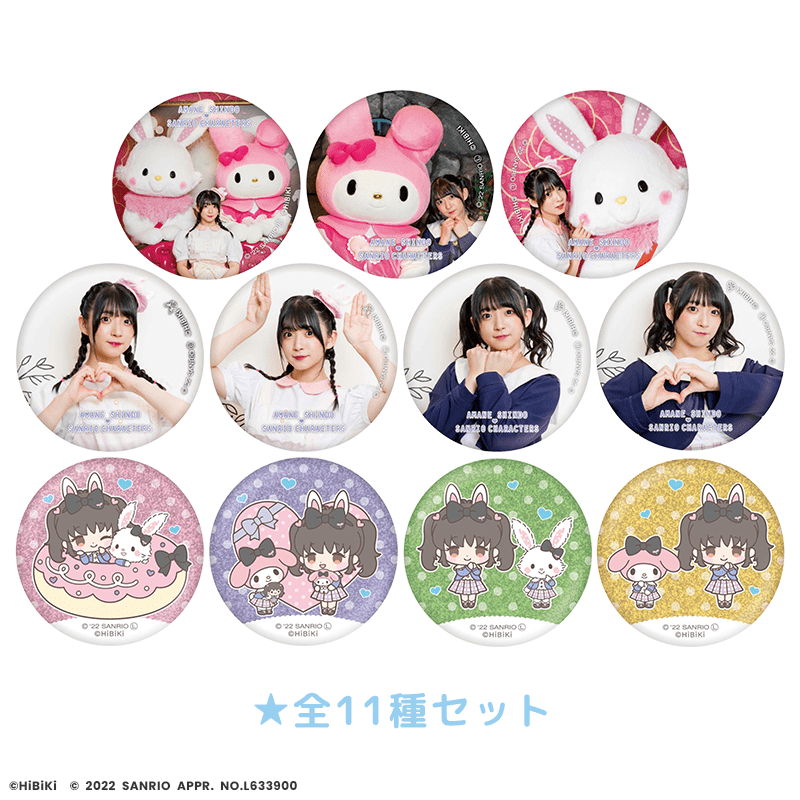 進藤あまね×サンリオキャラクターズ 缶バッジ 全11種セット