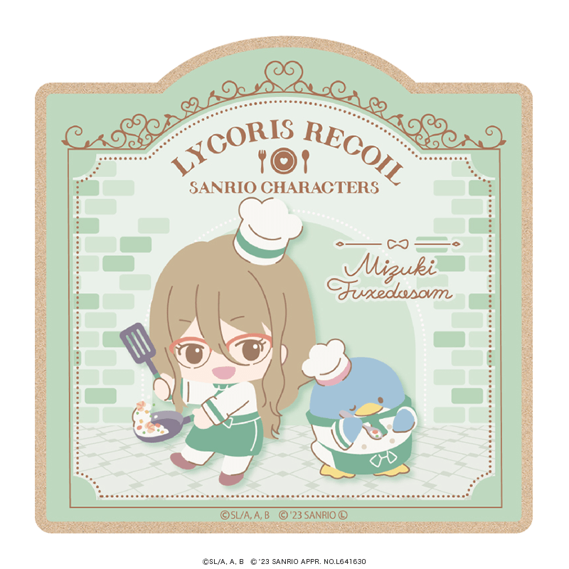 リコリス・リコイル×サンリオキャラクターズ ウッドコースター ミニキャラ 館のレストランver. 中原ミズキ×タキシードサム 