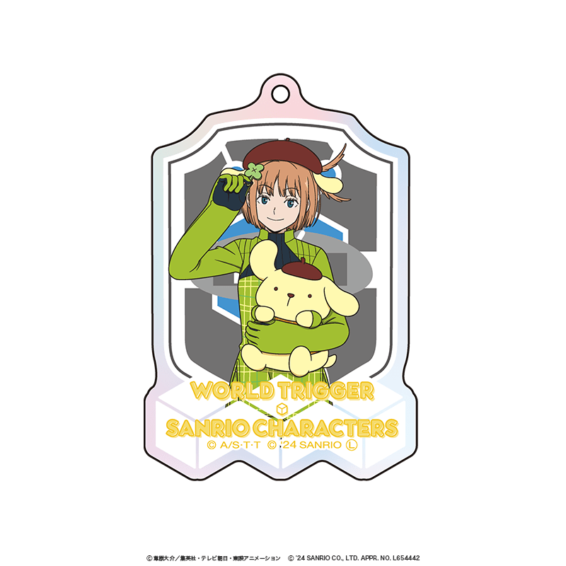 ワールドトリガー×サンリオキャラクターズ オーロラアクリルキーホルダー 小南桐絵×ポムポムプリン