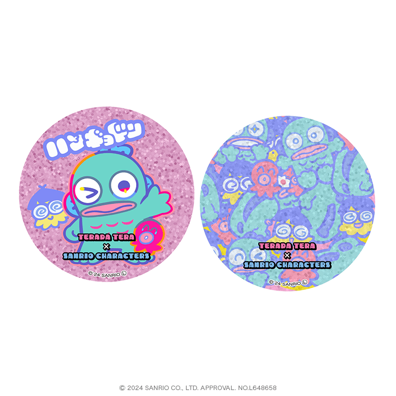 寺田てら×サンリオキャラクターズ グリッター缶バッジ 2種セット ハンギョドン