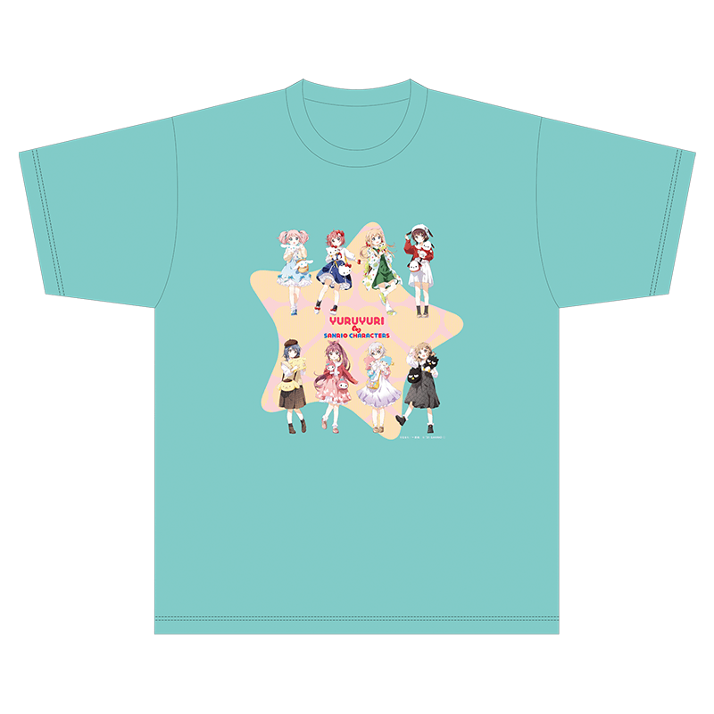 ゆるゆり×サンリオキャラクターズ Tシャツ ミントグリーン