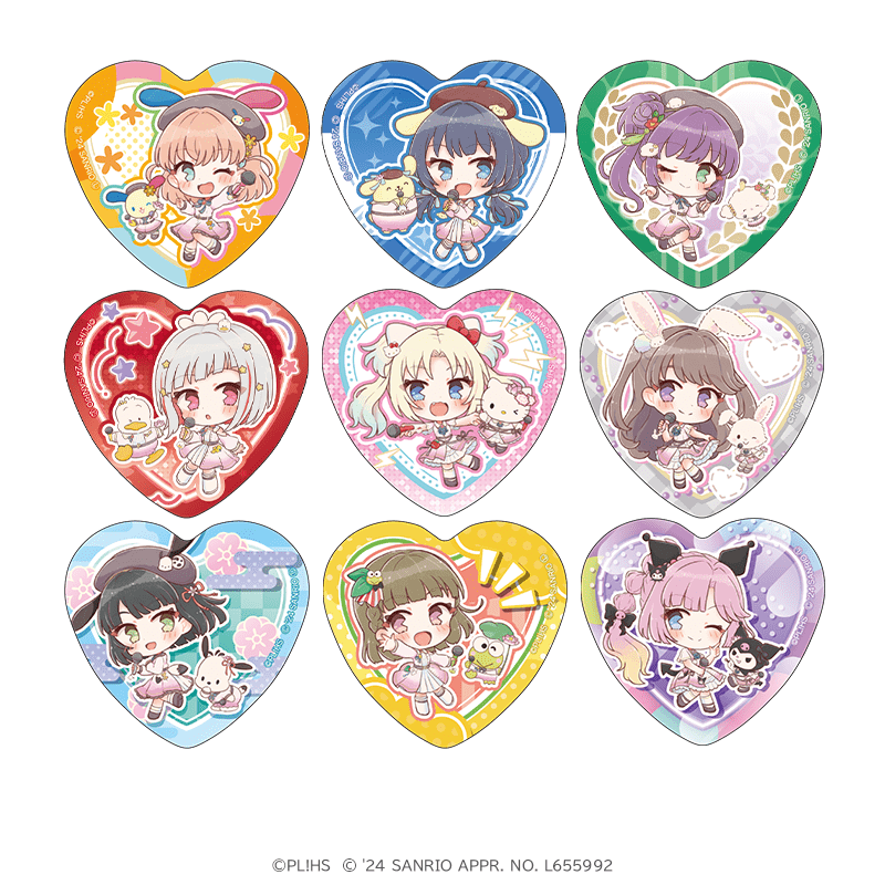 ラブライブ！蓮ノ空女学院スクールアイドルクラブ×サンリオキャラクターズ ハート形缶バッジ ミニキャラver.（全9種）
