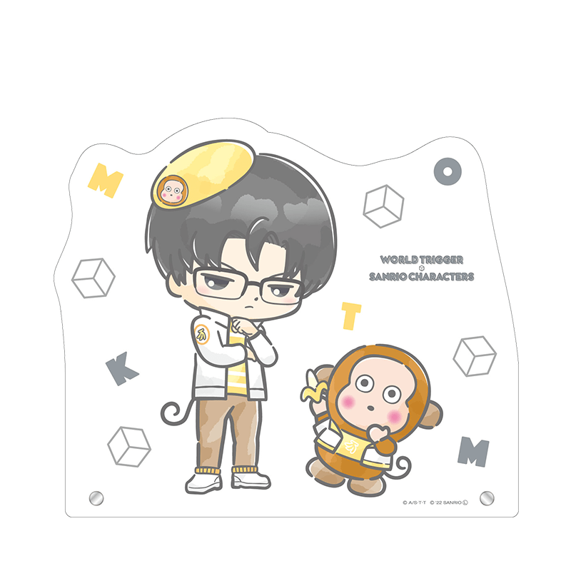 ワールドトリガー×サンリオキャラクターズ BIGアクリルスタンド 弓場 拓磨×おさるのもんきち