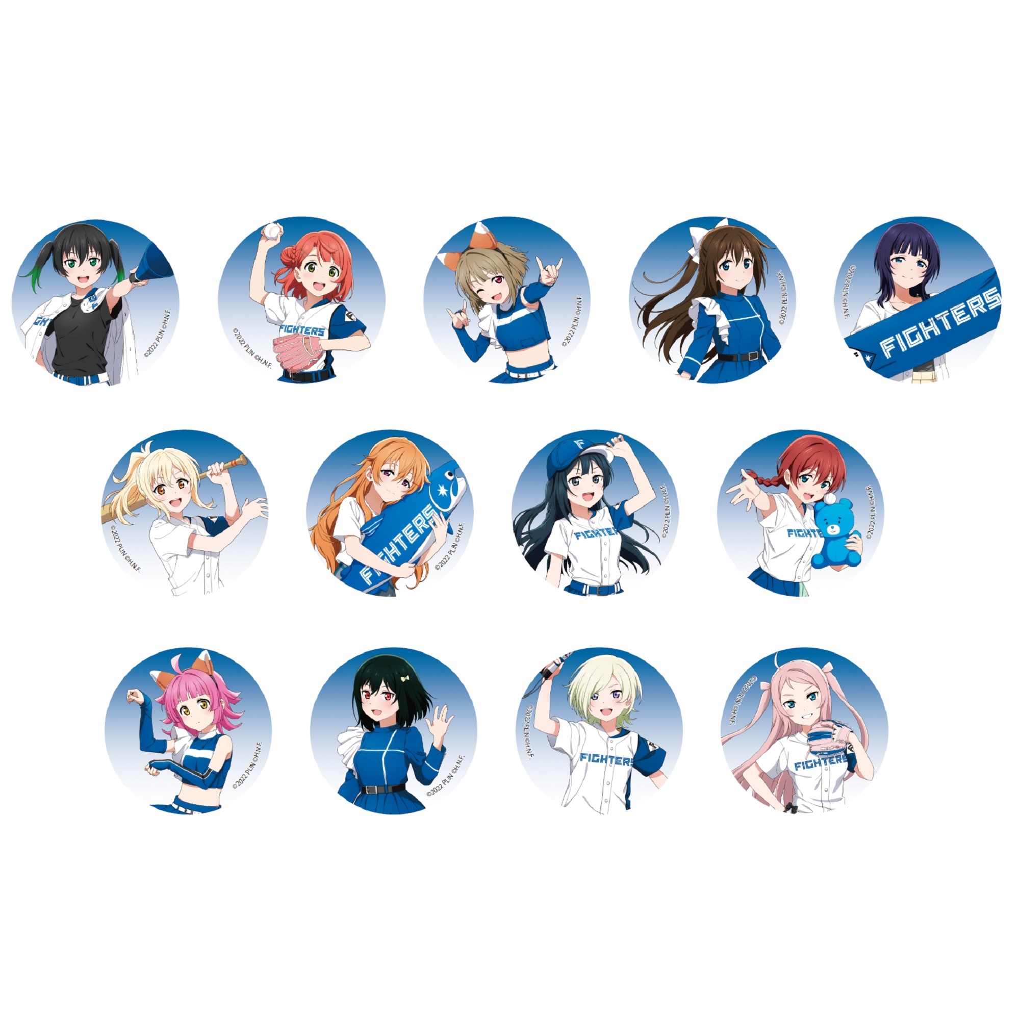 ラブライブ！虹ヶ咲学園スクールアイドル同好会 / 北海道日本ハムファイターズ 缶バッジ（全13種・ランダム1個入） _bb