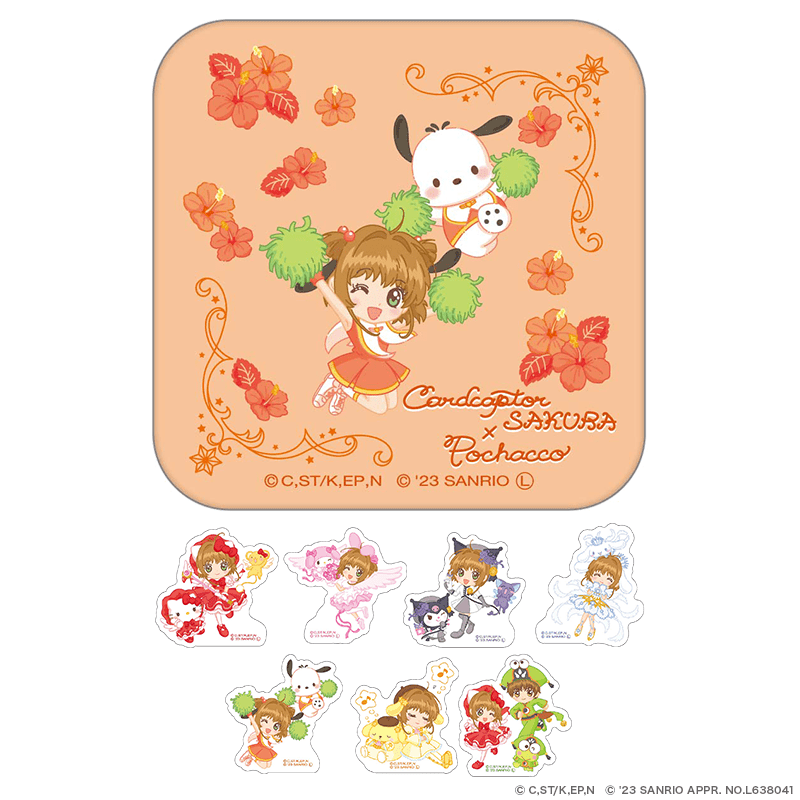 カードキャプターさくら×サンリオキャラクターズ 缶入りフレークシール フラワーver. さくら×ポチャッコ