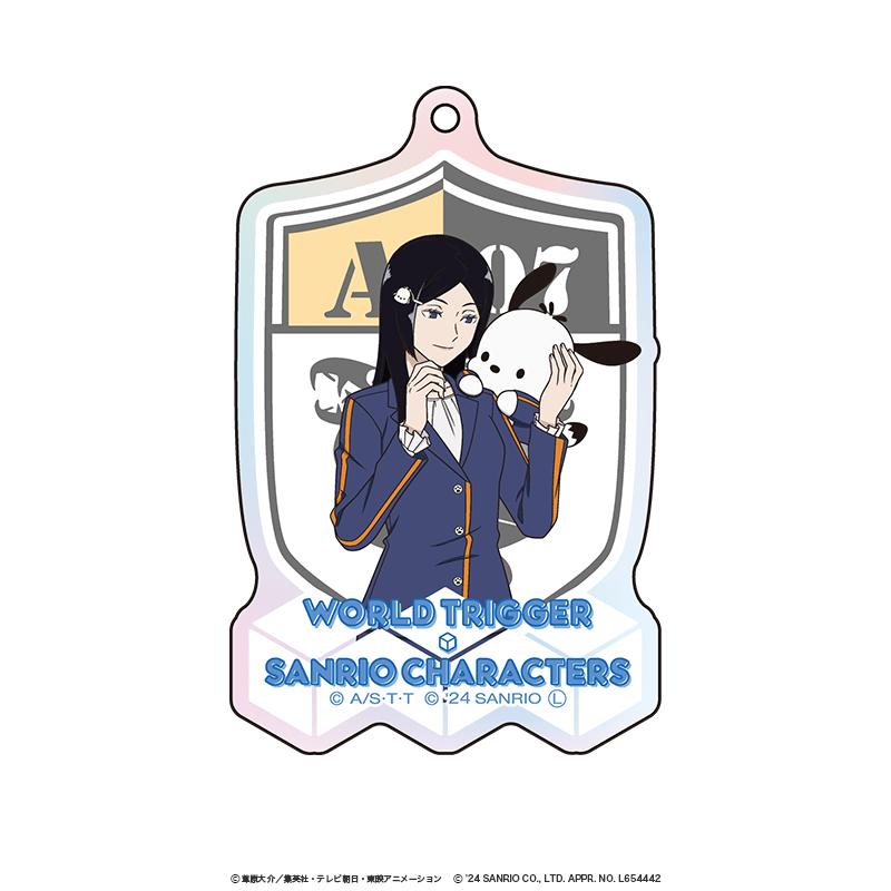ワールドトリガー×サンリオキャラクターズ オーロラアクリルキーホルダー 月見蓮×ポチャッコ