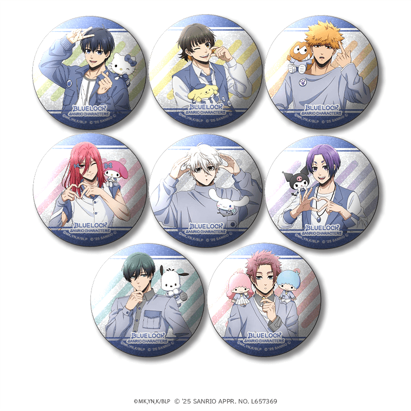 ブルーロック×サンリオキャラクターズ グリッター缶バッジ（全８種） _pre