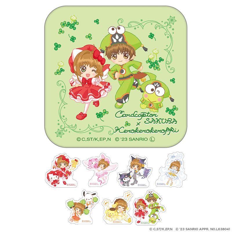 カードキャプターさくら×サンリオキャラクターズ 缶入りフレークシール フラワーver. さくら×小狼×けろけろけろっぴ