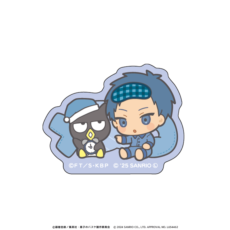 黒子のバスケ×サンリオキャラクターズ アクリルヘアクリップ 青峰大輝×バッドばつ丸 ミニキャラ パジャマver.
